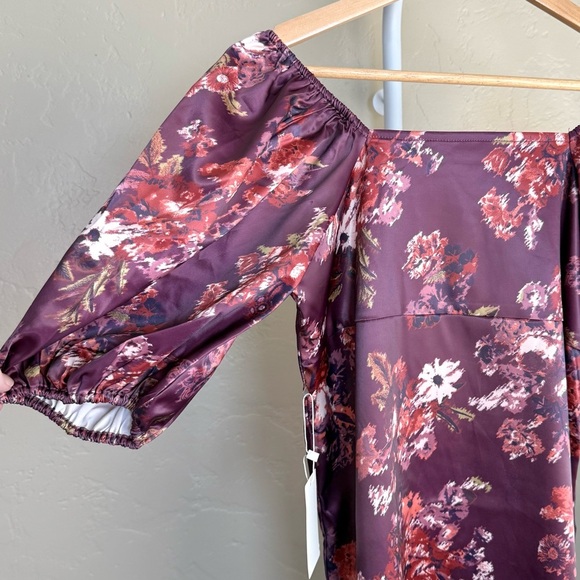 Mia Joy by Joyfolie Kira Dress Girls Size 14 in Plum Floral Satin - Picture 2 of 7